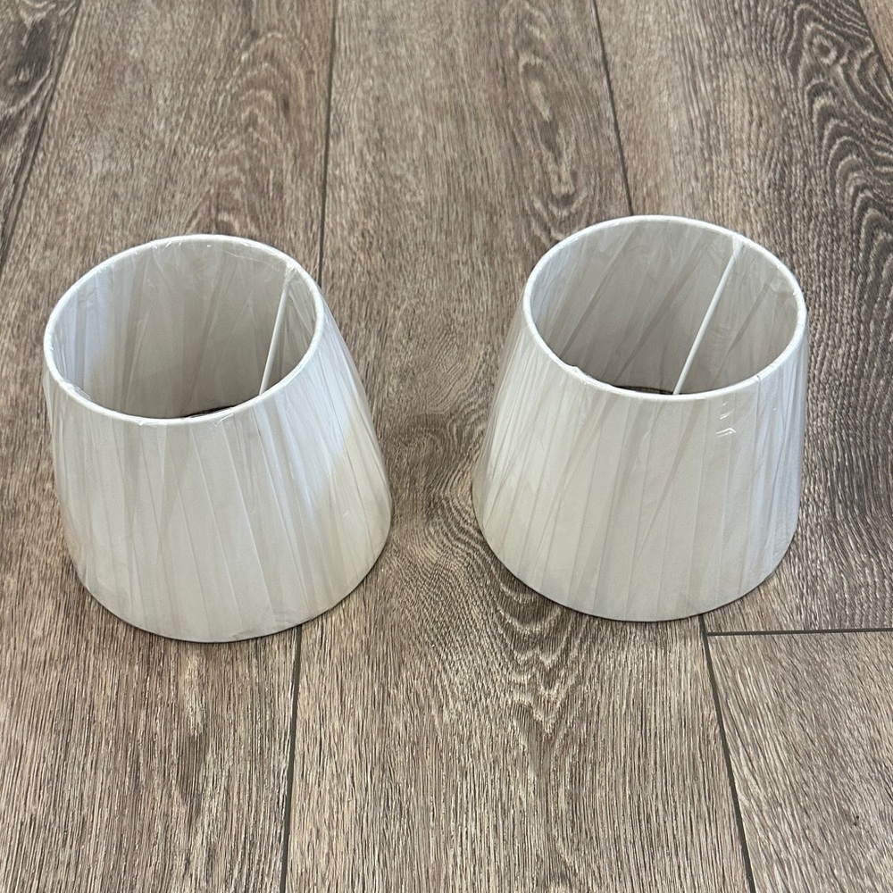 Set of Two Small White Lamp Shades Wrapped Replacement table chandelier pleated